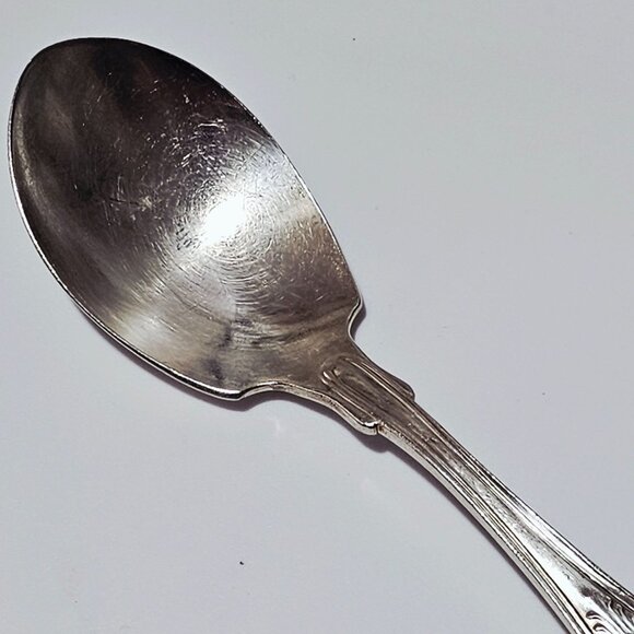 English King International Silverplate Spoon 6" vtg USN Captains USA Navy flatwa - Picture 2 of 7
